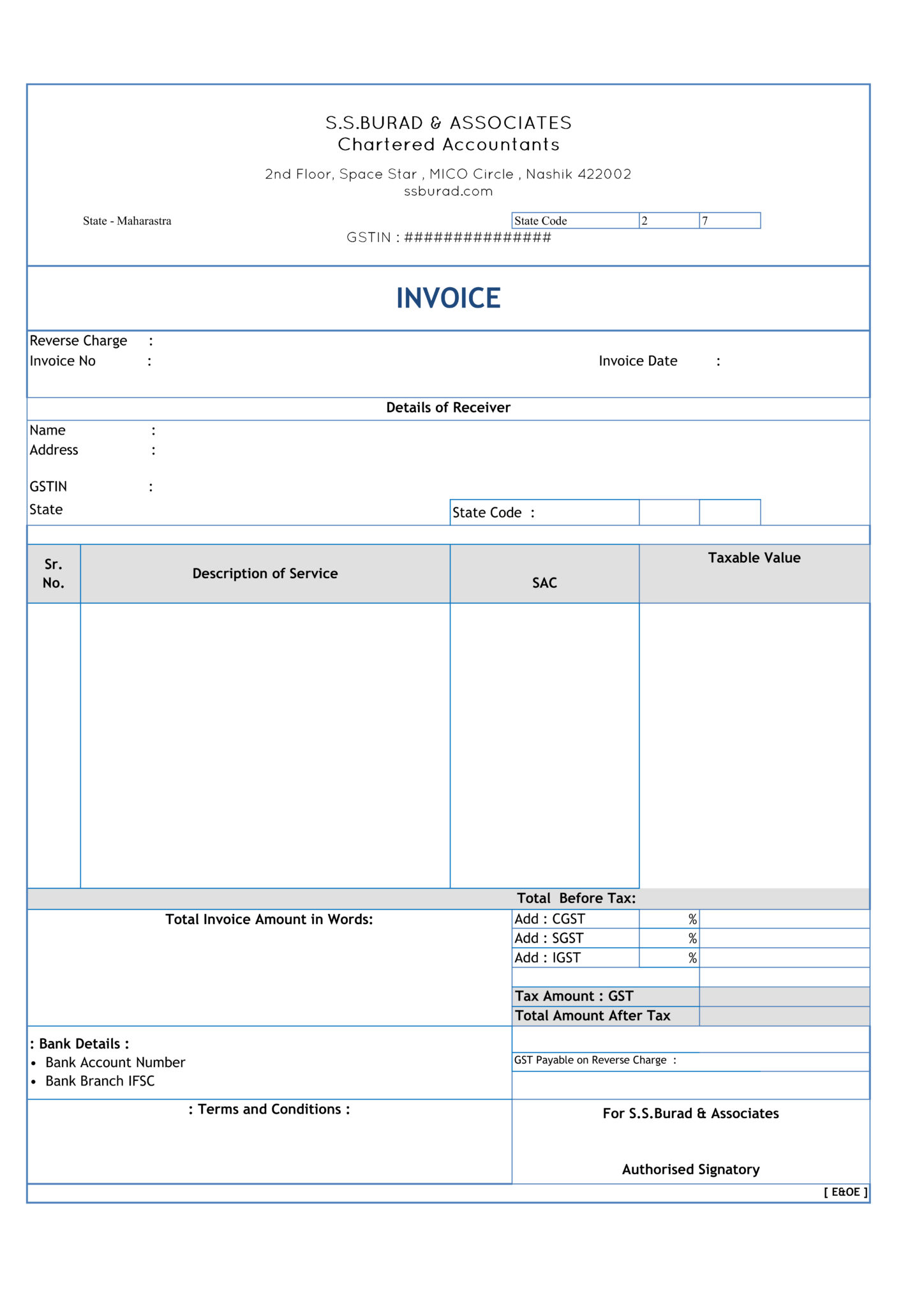 Invoice under GST | S.S.BURAD & ASSOCIATES | CHARTERED ACCOUNTANTS